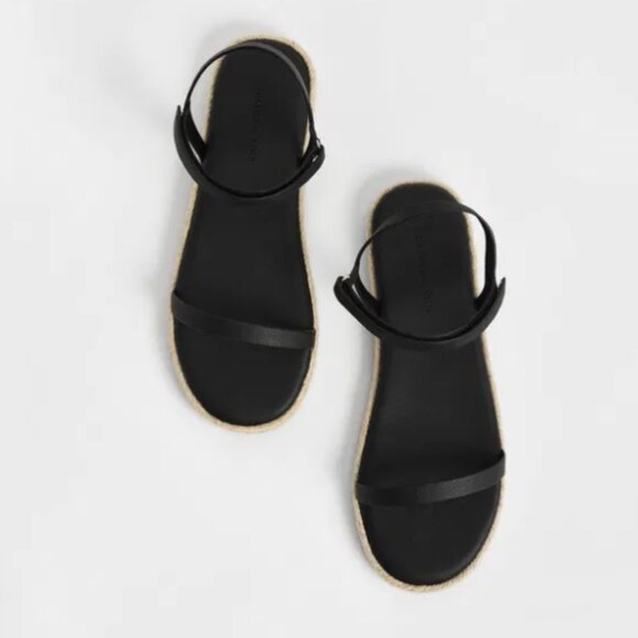 Charles & Keith Black Ankle Strap Flat Espadrille Sandals EU36 - Picture 7 of 9